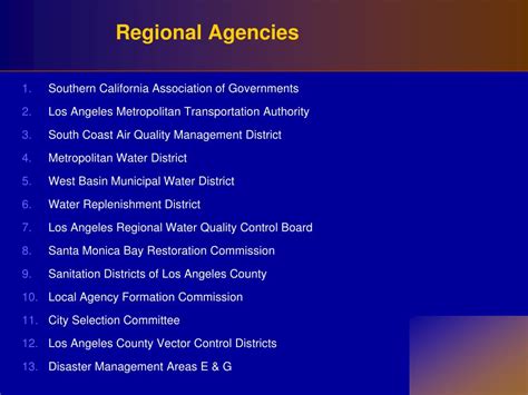 Regional Agencies .